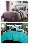 Chloe 7-PIECE Geometric Chenille Embroidery Pleated Striped Comforter Set. Fixed Price $89.99.