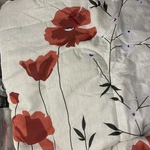 Urban Queen Size Comforter Set 2 Shams Dust Ruffle Nos Red Poppy Linen Look 4PC. Fixed Price $40.00.