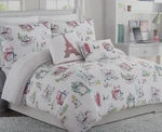 Cynthia Rowley Bonjour Paris SCENES-4 Piece Twin/tn Xl-comforter Set-pillows-new. Fixed Price $67.99.