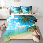 Erosebridal Ocean Beach Twin Size Comforter Set Palm Trees 7-PIECE Bed Bag. Fixed Price $58.80.