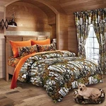 7 Pc Queen Snow Mixed Color Set Camo White (king) Comforter With Orange Sheets. Fixed Price $99.50.