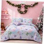 Girls Bedding Bow Comforter Set,butterfly QUEEN6PCS Purplegreen. Fixed Price $23.58.