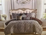 New Marquis Waterford Benjamin Brown Blue Teal Jacquard King Comforter Set 6PC. Fixed Price $350.00.