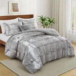 Lanest Housing King Size Satin Comforter Set Grey, 3 Pieces Soft And Lightweight. Fixed Price $59.64.