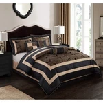 Black Brown Leaf Hotel Striped Nature 6 Pc Comforter Set Full Queen Cal King Bed. Fixed Price $156.90.