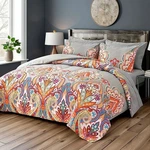 3 Piece Gray Boho King Comforter Set With Rainbow Floral Design. Fixed Price $46.33.