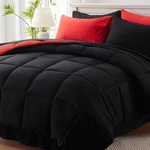 Anluoer Comforter Set 7 Piece, Bed Queen, 01 Black&red-grid. Fixed Price $71.23.