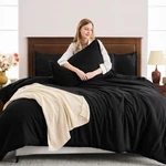 Black Twin Size Set, 2 Pieces Classic Boho Solid Bedding Comforters.... Fixed Price $39.55.