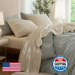Jiyuan Queen Size Sheet Set 4-PIECE 100 Washed Cotton Linen-like Soft. Fixed Price $118.11.