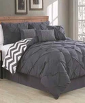 Geneva Home Fashion 7-PIECE Ella Pleat Comforter Set (dk Gray /king) New Box!. Fixed Price $34.99.