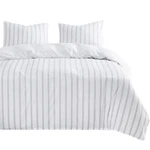 Wake Cloud - Striped Comforter Set, Ticking Vertical Pinstripe Neutral. Fixed Price $40.04.