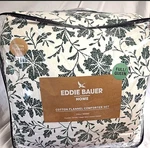 Eddie Bauer Home Cotton Flannel Full/queen Comforter Set 2 Shams Green & White. Fixed Price $129.99.