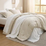 Bedsure California Size Comforter Set King, 02 - Beige/white. Fixed Price $124.64.