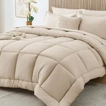 Comforter Set, Beige 7 Pieces Bag Queen, Complete Bedding Inc. Fixed Price $74.09.