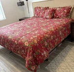 Mary Jane Red Floral King Comforter W/pillow Shams. Fixed Price $38.00.