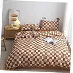 Pureant White Plaid Set QUEEN(90"*90"-COMFORTER) 3-PUMPKIN. Fixed Price $122.25.