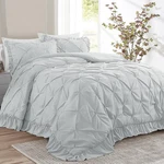 Hombys 128X120 Oversized King Comforter Set, 3 Piece Ultra Soft Pinch Pleat Bedd. Fixed Price $59.39.
