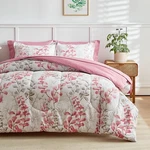 Pink Floral Comforter Sheet Set Bed Bag 7 Pieces King Gray Flower L.... Fixed Price $77.42.
