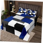 Geometric Bedspread Size, Black White Grey Square Coverlet Set Twin Royal Blue. Fixed Price $57.79.