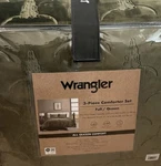 New Wrangler 3 Piece Steer Headembossed Comforter Set Western - Green Queen Size. Fixed Price $125.00.