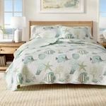 Full/queen Coastal Quilt Set With Shams, Reversible Nautical Bedding 3-PIECE Blu. Fixed Price $44.99.