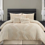 7-PC King Comforter Set Stratford Park Tufted Embroidery Decor Pillows Beige. Fixed Price $129.46.