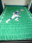 Vtg Bibb Nfl Football Field Twin Comforter & Pr Matching Curtains. Fixed Price $54.00.
