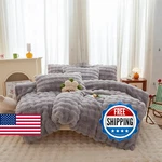 Roscloud Rabbit Plush Kids Girls Gray Comforter Sets Twin/full - 3PC Faux Fur Be. Fixed Price $105.35.