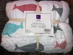 New Whales Sherpa Throw Blanket Quilt White Pink Aqua 50" X 60" Lush Decor. Fixed Price $19.70.
