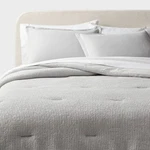 Full/queen Trad Washed Waffle Weave Comforter And Sham Set Light Gray. Fixed Price $35.99.
