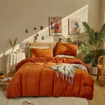 Houseri Burnt Orange Velvet Comforter Set California King Fluffy Rust. Fixed Price $138.95.