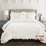 Ella Ruffle Lace 3 Piece Set - Cute Bedding King White Comforter. Fixed Price $268.70.