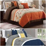 Chezmoi Collection Serene 7-PIECE Floral Scroll Embroidery Striped Comforter Set. Fixed Price $91.99.