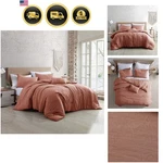 4-PIECE Garment-washed Comforter Set Beck Dark Rose King. Fixed Price $76.99.
