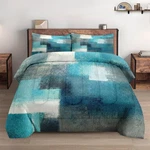 Twin Size Comforter Set With Pillowcase, Painting Contemporary Teal Turquoise Gr. Fixed Price $65.81.