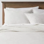 Threshold 3PC Full Queen Duvet Cover Set Gray Cotton Linen Space Dyed Shams New. Fixed Price $50.00.