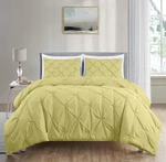 Chezmoi Collection Berlin Yellow Pinch Pleat Queen Comforter Set, 3-PIECE (co. Fixed Price $42.52.