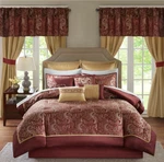 24 Pcs Madison Park Signature Hollywood Glam Cozy Comforter Set - Queen Red. Fixed Price $210.95.