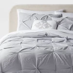 8PC Queen Pinch Pleat Comforter And Sheet Set Gray - Threshold. Fixed Price $39.99.