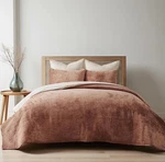 New West Elm Velvet Terracotta Clay Queen / King Bedding Comforter & Sham Set. Fixed Price $198.00.