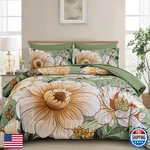 Xruibed Queen Comforter Set 7 Pieces Green Floral Size. Fixed Price $88.59.