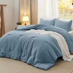 Comforter Set King 104 X90 3 Pieces Dusty Blue Soft Prewashed Bedsure Bedding. Fixed Price $89.99.