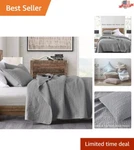 Elegant King Size Stone-washed Microfiber Quilt Set Cozy & Easy Care 3-PIECE. Fixed Price $73.99.