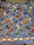 Nfl Football Teams Helmet Comforter Blue Twin 84X70 Vtg 1995 Broncos Patriots. Fixed Price $29.99.
