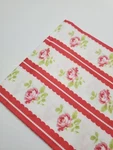 Tanya Whelan Lulu Roses Fabric Cotton Pink Stripe Quilt Shabby Chic 17" X 42". Fixed Price $13.90.