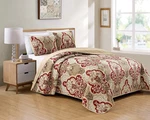 Kids Zone Home Linen Bedspread Set Damask Pattern Taupe Burgundy Brown New (king. Fixed Price $48.01.