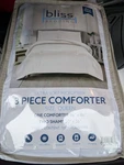 Bliss Bedding White 3 Pc. Queen Comforter W/2 Pillow Shams Set New. Fixed Price $21.50.