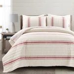 Lush Decor Farmhouse Stripe Reversible Cotton Quilt Size 3 King, Red. Fixed Price $112.18.