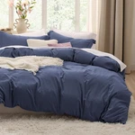 Duvet Cover Queen 90X90 3 Piece Navy Blue Cotton Like Polyester Bedsure Size. Fixed Price $51.99.