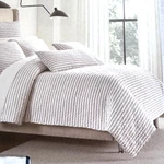 3PC Brooks Brothers Linen Blend King & Sham Set Quilted Natural Stripe New. Fixed Price $199.99.